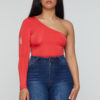 Bowman Collection One Shoulder Solid Bodysuit - Image 2