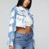 Bleached Wash Crop Denim Jacket