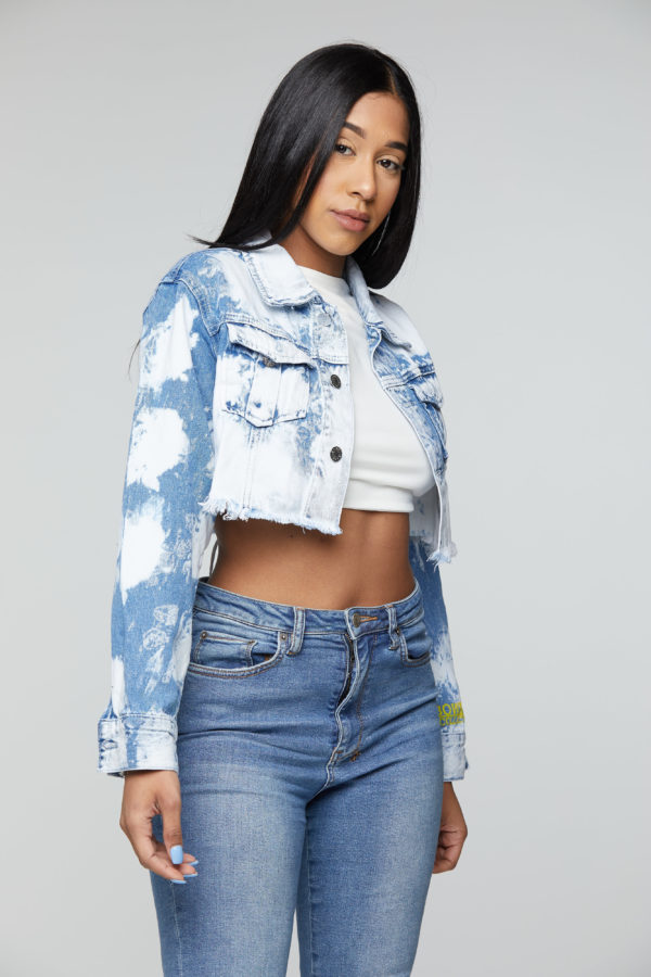 Bleached Wash Crop Denim Jacket