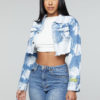 Bleached Wash Crop Denim Jacket - Image 2