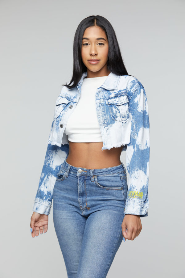 Bleached Wash Crop Denim Jacket - Image 2