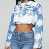 Bleached Wash Crop Denim Jacket - Image 3
