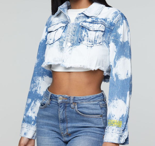 Bleached Wash Crop Denim Jacket - Image 3